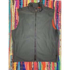 Banana Republic Mens Fleece Vest XL Gray Full Zip Zipped Pockets Nylon Shoulders